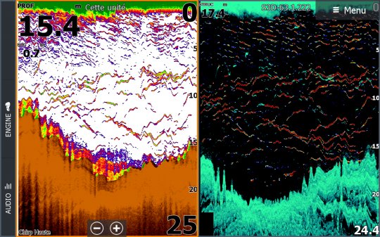 Capture d'ecran d'un sondeur Lowrance HDS.