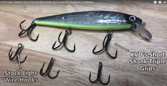 L'armement d'un jerkbait selon Kevin VanDam. Source : Youtube / Fish The Moment