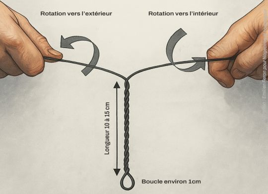La torsade, indispensable pour limiter le frottement et garantir la présentation à plat.
