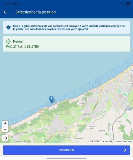 Si votre téléphone n'est pas géolocalisé (pas de GPS), vous pouvez indiquer la zone sur la carte