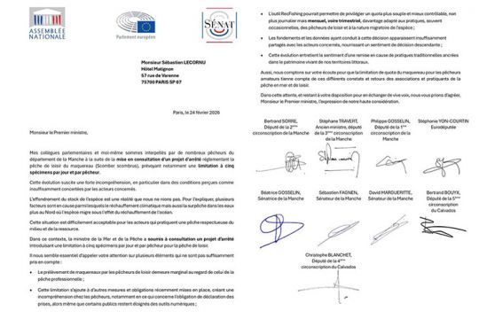 Courrier de Stéphane TRAVERT et 9 autres députés